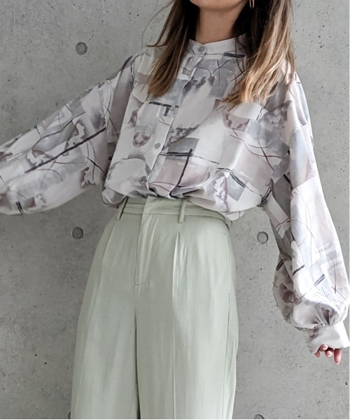 Per sist ence（パーシエンス）の「Per sist ence/パーシエンス　ノーカラーオーバーサイズシャツ（シャツ/ブラウス・レディース・グレー/パープル・FREE）」の10枚目の写真