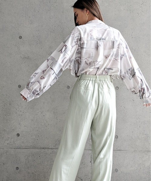 Per sist ence（パーシエンス）の「Per sist ence/パーシエンス　ノーカラーオーバーサイズシャツ（シャツ/ブラウス・レディース・グレー/パープル・FREE）」の7枚目の写真