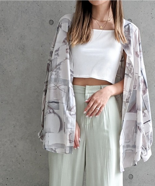 Per sist ence（パーシエンス）の「Per sist ence/パーシエンス　ノーカラーオーバーサイズシャツ（シャツ/ブラウス・レディース・グレー/パープル・FREE）」の22枚目の写真