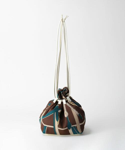 green label relaxing（グリーンレーベルリラクシング）の「＜Et/clo(エックロ)＞ドロスト 2WAY 巾着 ショルダー バッグ（ショルダーバッグ・レディース・ダークブラウン/オフホワイト・FREE）」の3枚目の写真