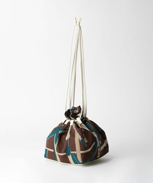 green label relaxing（グリーンレーベルリラクシング）の「＜Et/clo(エックロ)＞ドロスト 2WAY 巾着 ショルダー バッグ（ショルダーバッグ・レディース・ダークブラウン/オフホワイト・FREE）」の4枚目の写真