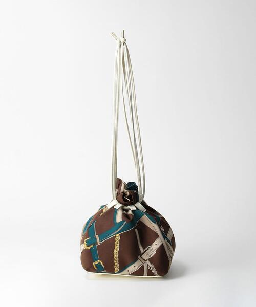 green label relaxing（グリーンレーベルリラクシング）の「＜Et/clo(エックロ)＞ドロスト 2WAY 巾着 ショルダー バッグ（ショルダーバッグ・レディース・ダークブラウン/オフホワイト・FREE）」の5枚目の写真