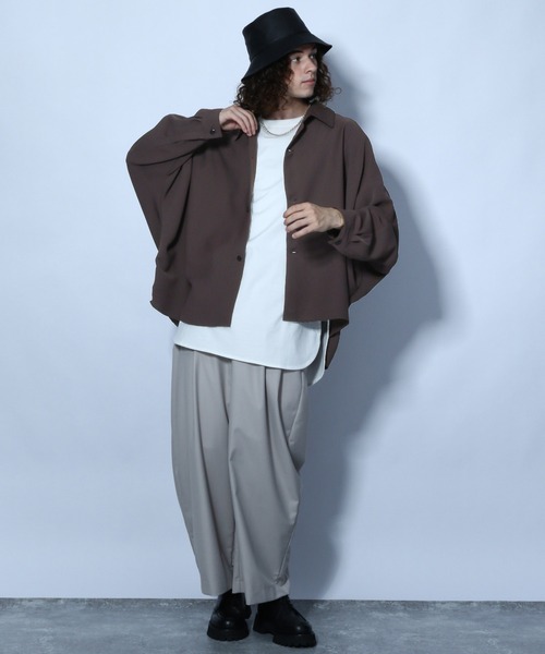 HARE（ハレ）の「ドルマンBIGシャツLS(HARE)（シャツ/ブラウス・メンズ・ライトグレー/ブラック/ブラウン/グリーン・FREE）」の7枚目の写真