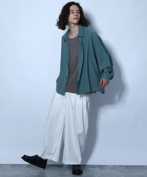 HARE（ハレ）の「ドルマンBIGシャツLS(HARE)（シャツ/ブラウス・メンズ・ライトグレー/ブラック/ブラウン/グリーン・FREE）」の8枚目の写真