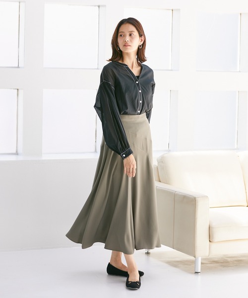 Rewde(ルゥデ)の「【雑誌掲載・TV着用】エスカルゴロングスカート(1R10-08225)(スカート・レディース・ベージュ/カーキ/レンガ・S/M/L)」の6枚目の写真