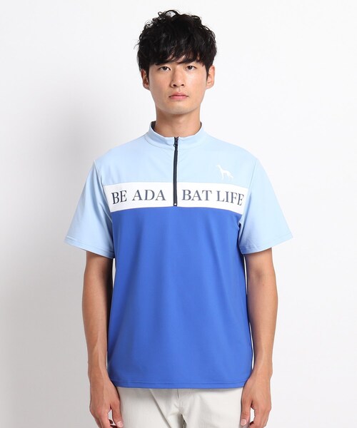 adabat(アダバット)の「◆メッセージロゴ ハーフジッププルオーバー(Tシャツ/カットソー・メンズ・ブルー・46/48/50)」の6枚目の写真