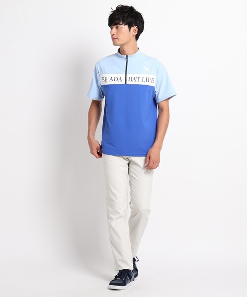adabat(アダバット)の「◆メッセージロゴ ハーフジッププルオーバー(Tシャツ/カットソー・メンズ・ブルー・46/48/50)」の10枚目の写真