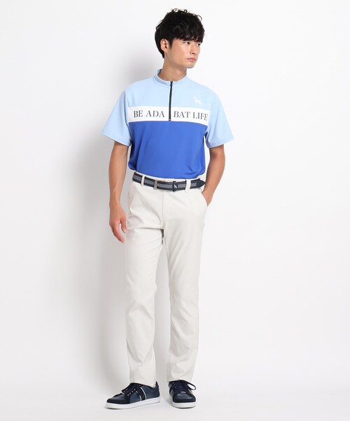 adabat(アダバット)の「◆メッセージロゴ ハーフジッププルオーバー(Tシャツ/カットソー・メンズ・ブルー・46/48/50)」の4枚目の写真