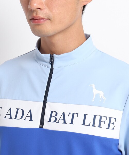 adabat(アダバット)の「◆メッセージロゴ ハーフジッププルオーバー(Tシャツ/カットソー・メンズ・ブルー・46/48/50)」の3枚目の写真