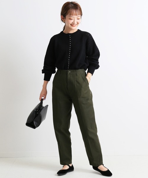 SLOBE IENA（スローブイエナ）の「パール付き柄編みカーディガン◆（カーディガン/ボレロ・レディース・グレー/ブラック/ホワイト・FREE）」の5枚目の写真