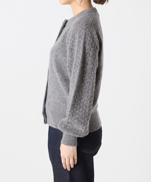 SLOBE IENA（スローブイエナ）の「パール付き柄編みカーディガン◆（カーディガン/ボレロ・レディース・グレー/ブラック/ホワイト・FREE）」の8枚目の写真