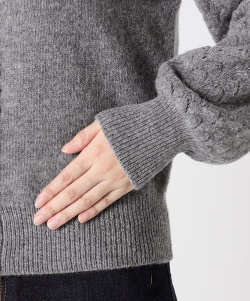 SLOBE IENA（スローブイエナ）の「パール付き柄編みカーディガン◆（カーディガン/ボレロ・レディース・グレー/ブラック/ホワイト・FREE）」の13枚目の写真