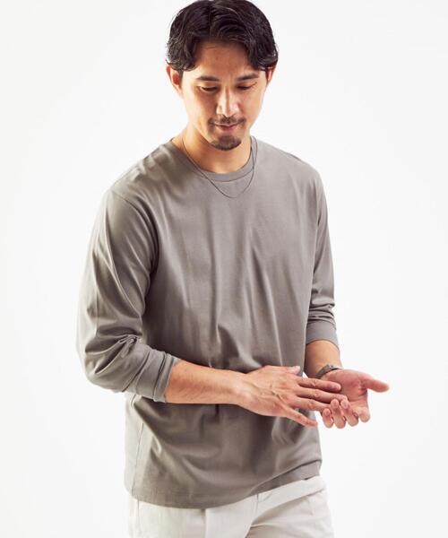 green label relaxing（グリーンレーベルリラクシング）の「オーガニッククリア クルーネック 長袖 カットソー OVLG（Tシャツ/カットソー・メンズ・ネイビー/ベージュ/ケリー/ホワイト/ライラック・M/XL/L/S/2XL）」の2枚目の写真