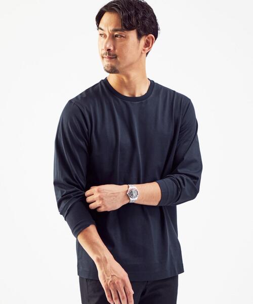 green label relaxing（グリーンレーベルリラクシング）の「オーガニッククリア クルーネック 長袖 カットソー OVLG（Tシャツ/カットソー・メンズ・ネイビー/ベージュ/ケリー/ホワイト/ライラック・M/XL/L/S/2XL）」の4枚目の写真