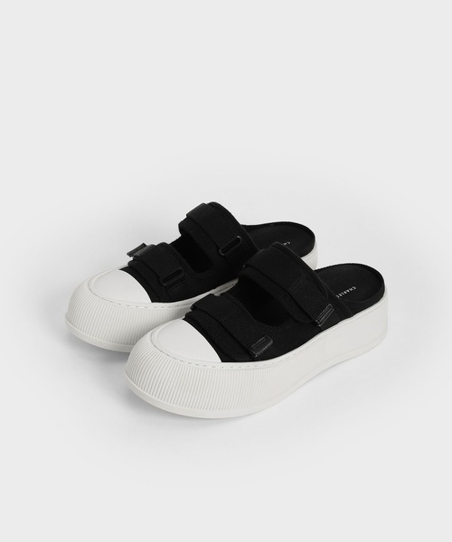 CHARLES & KEITH（チャールズ & キース）の「キャンバス ベルクロスニーカーミュール / Canvas Velcro Sneaker Mules（スリッポン・レディース・ホワイト/ブラック/ピンク・24.5cm/25.5cm/23.5cm/25cm/23cm/22.5cm）」の11枚目の写真