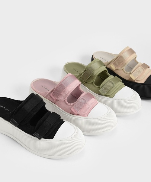 CHARLES & KEITH（チャールズ & キース）の「キャンバス ベルクロスニーカーミュール / Canvas Velcro Sneaker Mules（スリッポン・レディース・ホワイト/ブラック/ピンク・24.5cm/25.5cm/23.5cm/25cm/23cm/22.5cm）」の18枚目の写真