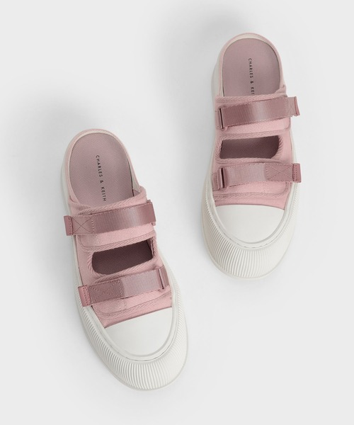 CHARLES & KEITH（チャールズ & キース）の「キャンバス ベルクロスニーカーミュール / Canvas Velcro Sneaker Mules（スリッポン・レディース・ホワイト/ブラック/ピンク・24.5cm/25.5cm/23.5cm/25cm/23cm/22.5cm）」の19枚目の写真