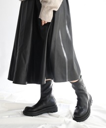 NOFALL | バックファスナーストレッチショートブーツトラックソール(ブーツ)