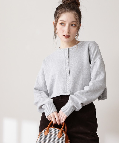 N.（N. Natural Beauty Basic）（エヌエヌナチュラルビューティーベーシック）の「◆クロップドカーディガン（カーディガン/ボレロ・レディース・杢グレー/ネイビー/ピンク・MEDIUM）」の2枚目の写真