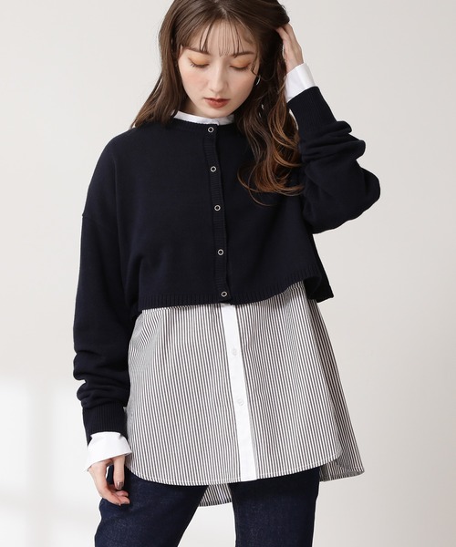 N.（N. Natural Beauty Basic）（エヌエヌナチュラルビューティーベーシック）の「◆クロップドカーディガン（カーディガン/ボレロ・レディース・杢グレー/ネイビー/ピンク・MEDIUM）」の3枚目の写真