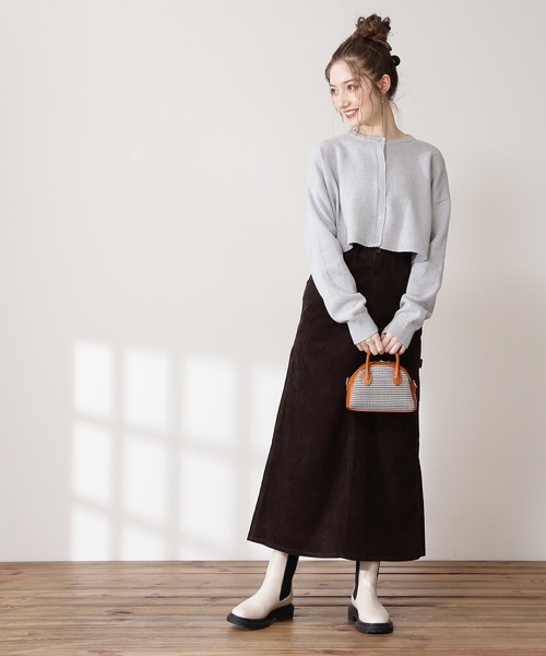 N.（N. Natural Beauty Basic）（エヌエヌナチュラルビューティーベーシック）の「◆クロップドカーディガン（カーディガン/ボレロ・レディース・杢グレー/ネイビー/ピンク・MEDIUM）」の4枚目の写真