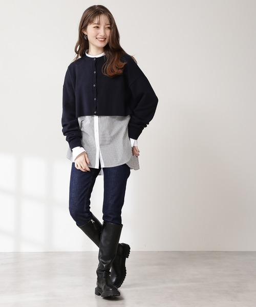 N.（N. Natural Beauty Basic）（エヌエヌナチュラルビューティーベーシック）の「◆クロップドカーディガン（カーディガン/ボレロ・レディース・杢グレー/ネイビー/ピンク・MEDIUM）」の6枚目の写真