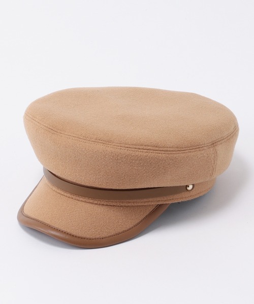 un dix cors（アンディコール）の「顔周りをおしゃれに彩る　レザー切替キャスケット（キャスケット・レディース・ブラック/ベージュ・FREE）」の4枚目の写真