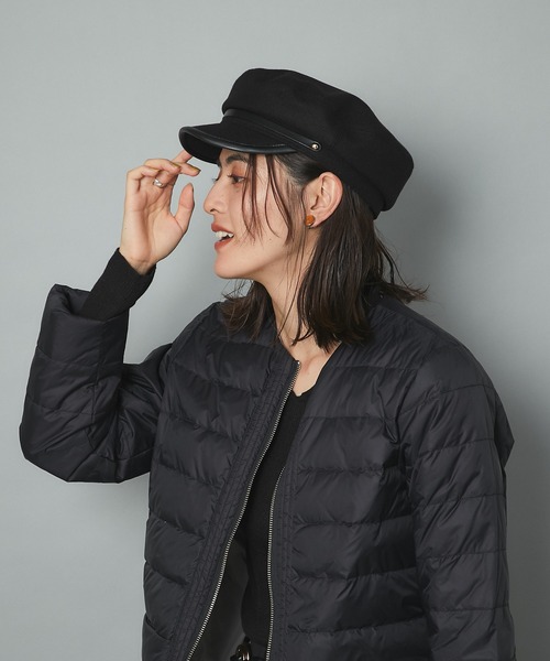 un dix cors（アンディコール）の「顔周りをおしゃれに彩る　レザー切替キャスケット（キャスケット・レディース・ブラック/ベージュ・FREE）」の7枚目の写真