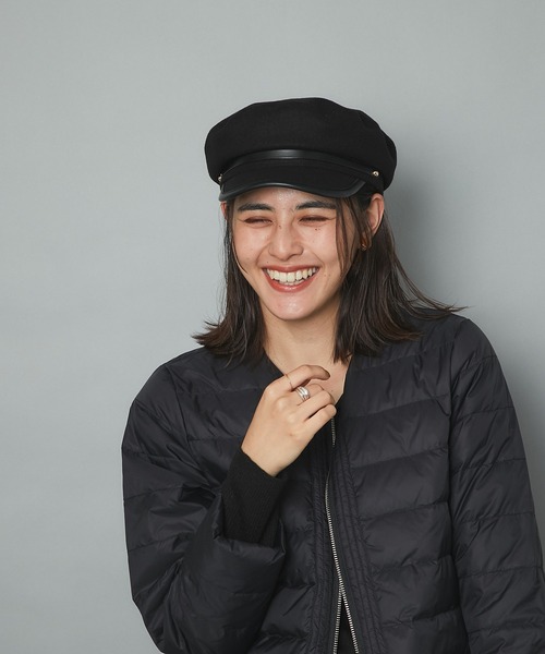 un dix cors（アンディコール）の「顔周りをおしゃれに彩る　レザー切替キャスケット（キャスケット・レディース・ブラック/ベージュ・FREE）」の14枚目の写真