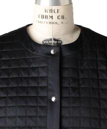 Drawer ドゥロワー　スタジャン　袖レザー　シルク混　キルティング　38 Drawer（ドゥロワー）の「＜Drawer（ドゥロワー）＞ シルク