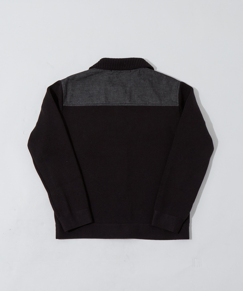 DESIGNWORKS デニムコンビ ニット ブルゾン ブラック メンズ 48 デニムコンビ ニット ブルゾン（ブルゾン）｜DESIGNWORKS（デザイン