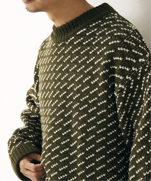 JOURNAL STANDARD relume(ジャーナルスタンダード レリューム)の「BIG BIRDS EYE ウォッシャブルニット/ユニセックス 2(ニット/セーター・メンズ・グレー/ブラウン/ナチュラル/カーキ/ネイビー・MEDIUM/LARGE)」の4枚目の写真
