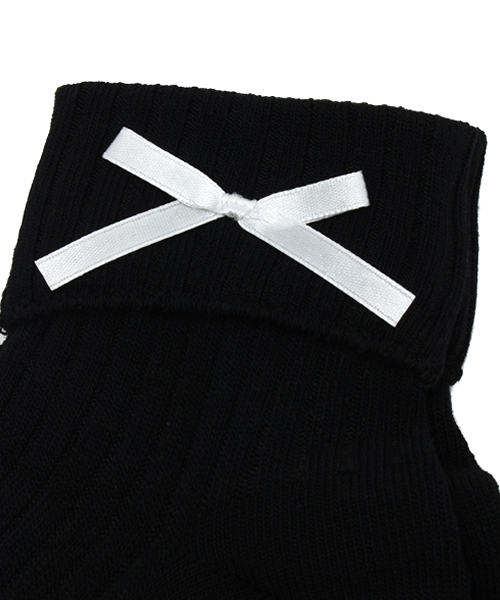 WEGO（ウィゴー）の「WEGO/リボン折り返しソックス（ソックス/靴下・レディース・ホワイト/ブラック・FREE）」の3枚目の写真