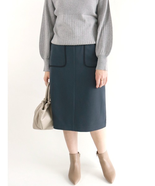 Te chichi(テチチ)の「パイピングポケットタイトスカート(スカート・レディース・ブラウン/グレー・SMALL/MEDIUM)」の1枚目の写真