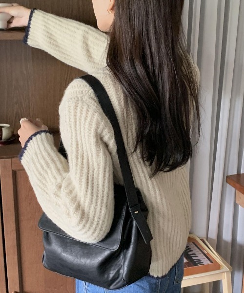 mood for a day(ムードフォーアデイ)の「butter bicolor zipup / バイカラージップアップカーディガン(カーディガン/ボレロ・レディース・ネイビー/ベージュ・FREE)」の21枚目の写真