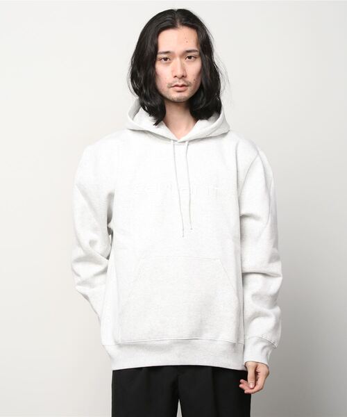 Carhartt WIP（カーハートダブリューアイピー）の「HOODED CARHARTT SWEATSHIRT（パーカー・メンズ・アッシュ/ブラウン/カモフラージュ/グレー/ブラック/ブルーグリーン/ダークパープル・LARGE/MEDIUM/SMALL/X-LARGE/X-SMALL/XX-LARGE）」の4枚目の写真