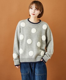 CUBE SUGAR（キューブシュガー）の「ジャガードニット ドットボア ボーダー プルオーバー セーター（ニット/セーター）」