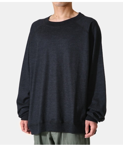 GOLD（ゴールド）の「GOLD / ゴールド：WASHABLE WOOL RAGLAN L/S TEE：21B-GL68805[MUS]（Tシャツ/カットソー・メンズ・チャコールグレー/ブラック/ブラック系その他・S/M/L）」の12枚目の写真
