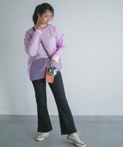 spoon store（スプーンストア）の「メッシュパイピングルーズプルオーバー（ニット/セーター・レディース・パープル/ブラック・フリー）」の16枚目の写真