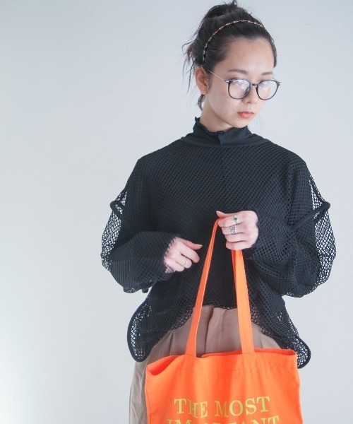 spoon store（スプーンストア）の「メッシュパイピングルーズプルオーバー（ニット/セーター・レディース・パープル/ブラック・フリー）」の8枚目の写真