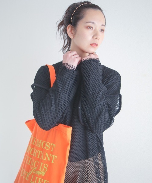 spoon store（スプーンストア）の「メッシュパイピングルーズプルオーバー（ニット/セーター・レディース・パープル/ブラック・フリー）」の10枚目の写真