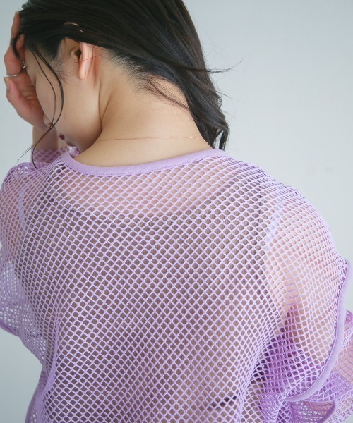 spoon store（スプーンストア）の「メッシュパイピングルーズプルオーバー（ニット/セーター・レディース・パープル/ブラック・フリー）」の20枚目の写真
