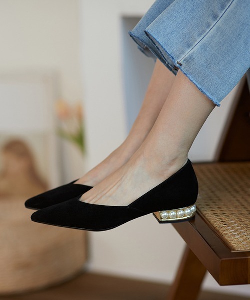 SVEC（シュベック）の「パールヒール ポインテッド フラット パンプス（パンプス・レディース・ホワイト/ブラック/ピンク・38/39/35/36/37/40）」の6枚目の写真