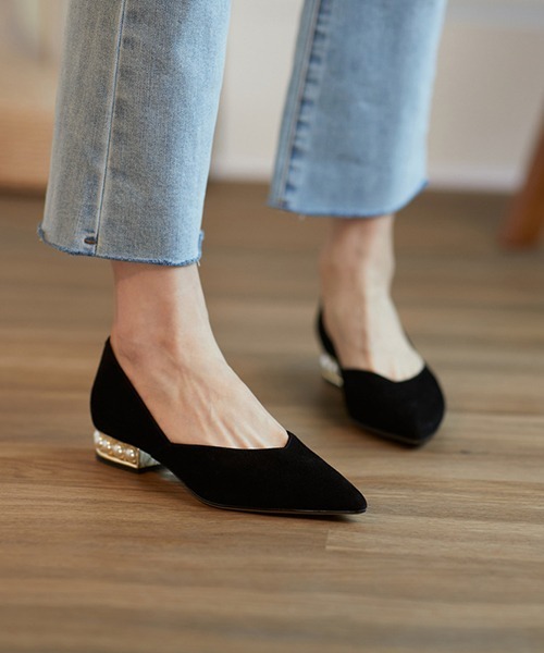 SVEC（シュベック）の「パールヒール ポインテッド フラット パンプス（パンプス・レディース・ホワイト/ブラック/ピンク・38/39/35/36/37/40）」の15枚目の写真