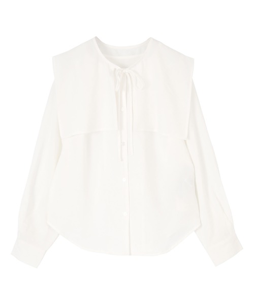 titivate（ティティベイト）の「ｹｰﾌﾟ付きﾉｰｶﾗｰﾌﾞﾗｳｽ（シャツ/ブラウス・レディース・オフホワイト/ライトグリーン/ブラック・S/M）」の4枚目の写真