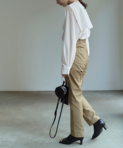 titivate（ティティベイト）の「ｹｰﾌﾟ付きﾉｰｶﾗｰﾌﾞﾗｳｽ（シャツ/ブラウス・レディース・オフホワイト/ライトグリーン/ブラック・S/M）」の9枚目の写真