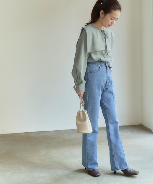 titivate（ティティベイト）の「ｹｰﾌﾟ付きﾉｰｶﾗｰﾌﾞﾗｳｽ（シャツ/ブラウス・レディース・オフホワイト/ライトグリーン/ブラック・S/M）」の12枚目の写真