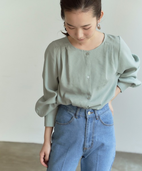 titivate（ティティベイト）の「ｹｰﾌﾟ付きﾉｰｶﾗｰﾌﾞﾗｳｽ（シャツ/ブラウス・レディース・オフホワイト/ライトグリーン/ブラック・S/M）」の14枚目の写真