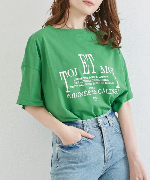 LAVEANGE(ラビアンジェ)の「ロゴビッグTEE(Tシャツ/カットソー・レディース・オフホワイト/グリーン/ブルー/スミクロ/ピンク・M/L/4L/3L/LL)」の3枚目の写真