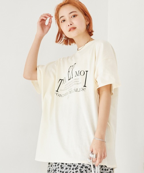 LAVEANGE(ラビアンジェ)の「ロゴビッグTEE(Tシャツ/カットソー・レディース・オフホワイト/グリーン/ブルー/スミクロ/ピンク・M/L/4L/3L/LL)」の7枚目の写真